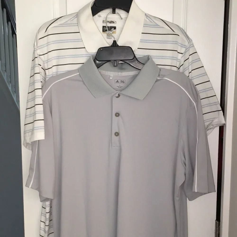 $95 Adidas Adizero 3 stripe Gray Golf Polo Shirt
